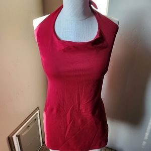 Susana Monaco Halter Neck Top Ruching V Neck Shirt Open Back Size: women’s large